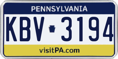 PA license plate KBV3194