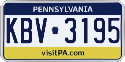 PA license plate KBV3195