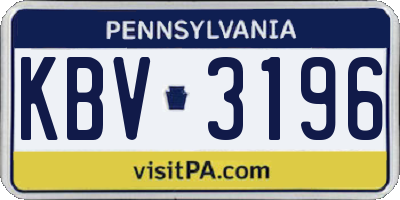 PA license plate KBV3196