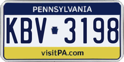PA license plate KBV3198