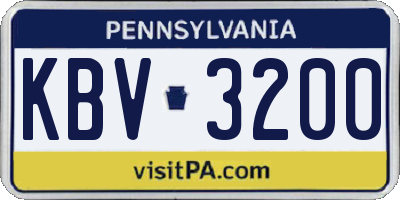 PA license plate KBV3200