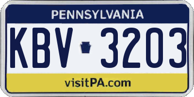 PA license plate KBV3203