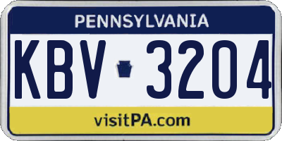 PA license plate KBV3204