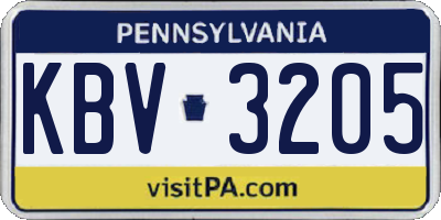 PA license plate KBV3205