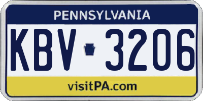 PA license plate KBV3206