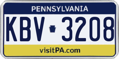 PA license plate KBV3208