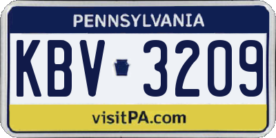 PA license plate KBV3209
