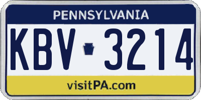 PA license plate KBV3214