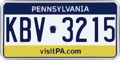 PA license plate KBV3215