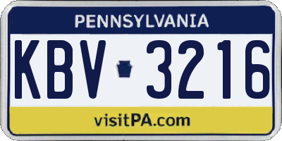 PA license plate KBV3216
