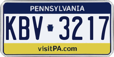 PA license plate KBV3217