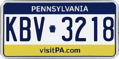 PA license plate KBV3218