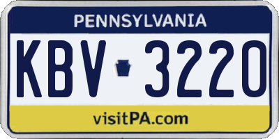 PA license plate KBV3220