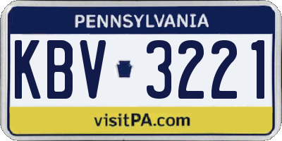 PA license plate KBV3221
