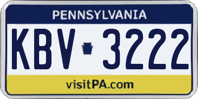 PA license plate KBV3222