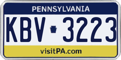 PA license plate KBV3223