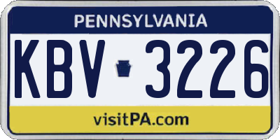 PA license plate KBV3226