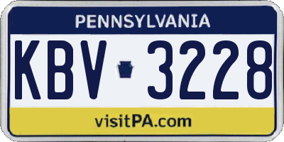 PA license plate KBV3228