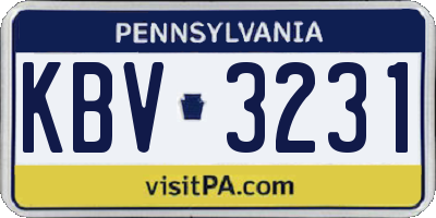 PA license plate KBV3231