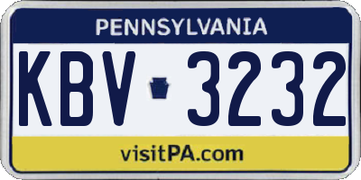 PA license plate KBV3232