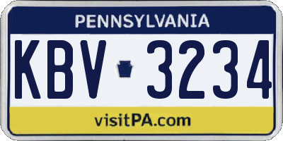 PA license plate KBV3234
