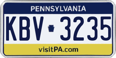 PA license plate KBV3235