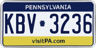 PA license plate KBV3236