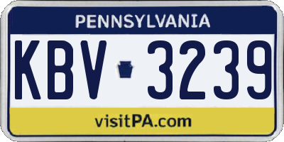 PA license plate KBV3239