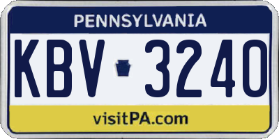 PA license plate KBV3240
