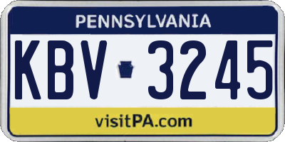 PA license plate KBV3245