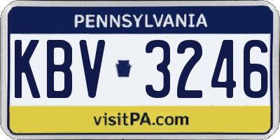 PA license plate KBV3246