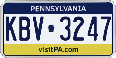 PA license plate KBV3247