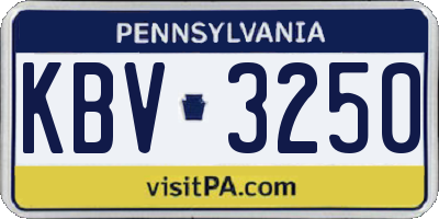 PA license plate KBV3250