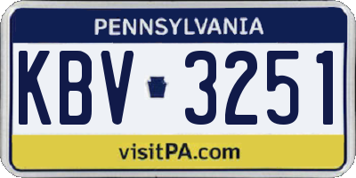PA license plate KBV3251