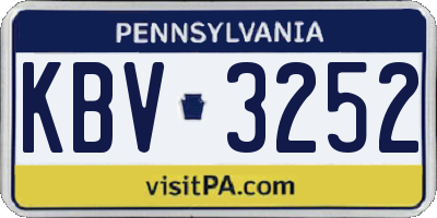 PA license plate KBV3252