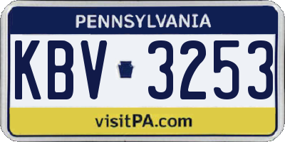 PA license plate KBV3253