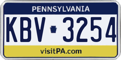PA license plate KBV3254