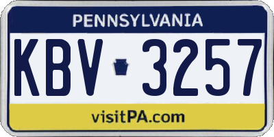 PA license plate KBV3257