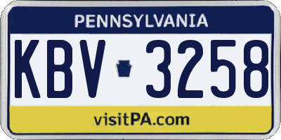 PA license plate KBV3258