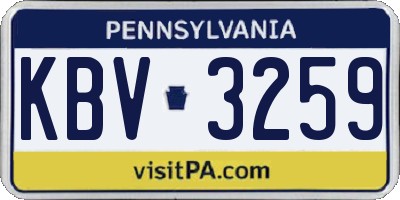 PA license plate KBV3259
