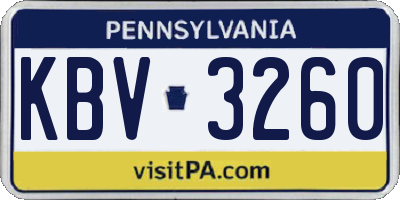 PA license plate KBV3260