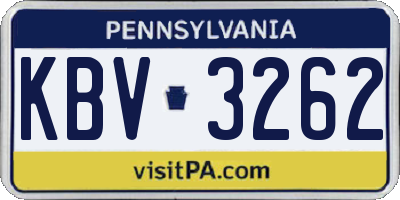 PA license plate KBV3262