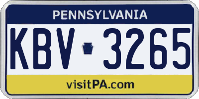 PA license plate KBV3265