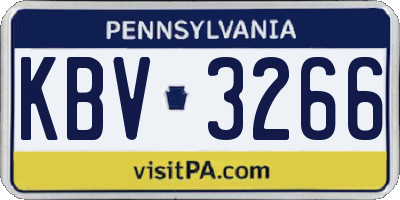 PA license plate KBV3266