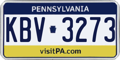 PA license plate KBV3273
