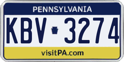 PA license plate KBV3274