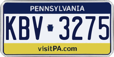 PA license plate KBV3275