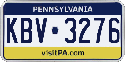 PA license plate KBV3276