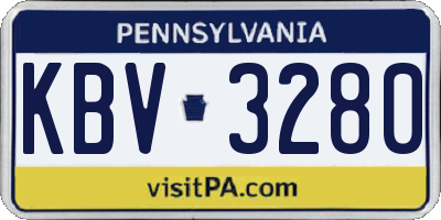 PA license plate KBV3280