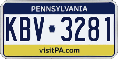 PA license plate KBV3281